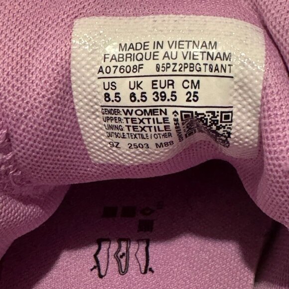 Converse All Star Rave Chuck Taylor Sneakers Stardust Lilac - 8.5 - Picture 7 of 8